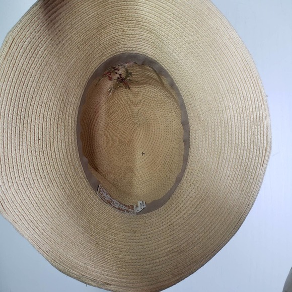 Cappelli Straworld Straw Floppy Sun Hat‎ Natural Embroidered Palm Tree Scene - Picture 5 of 7